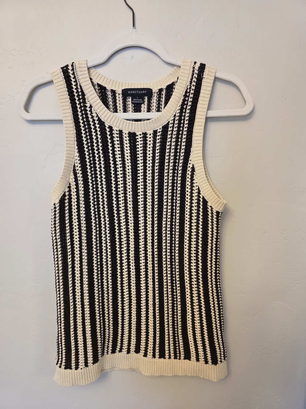 Sanctuary Black & Cream Striped Knit Tank